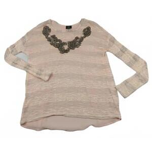 Daytrip Womens Neck Pink Sequin Open Back Sweater Size XS